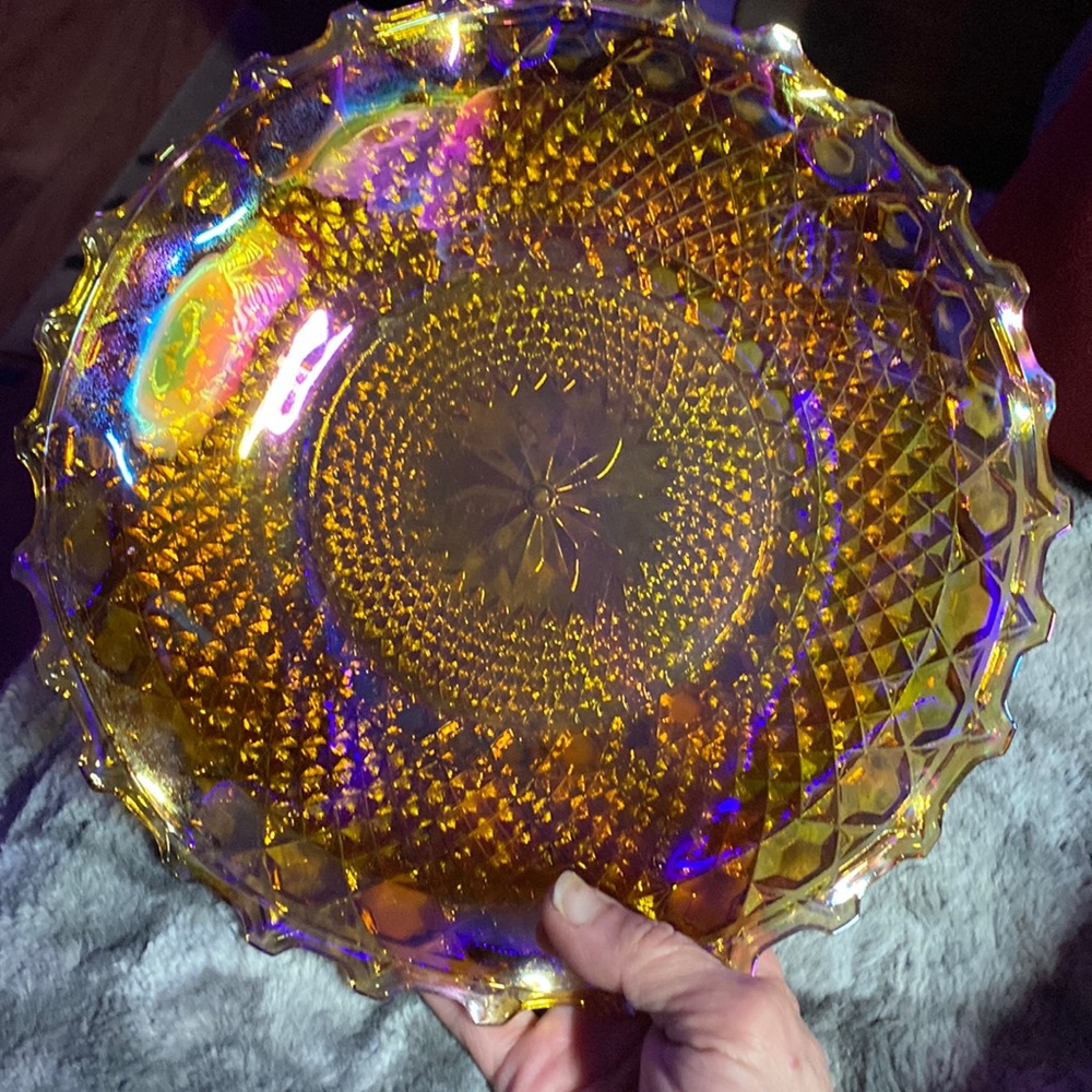 Carnival marigold Indiana glass server